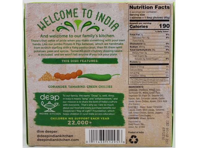 Potato & Pea Samosas (4 pieces) (12oz)