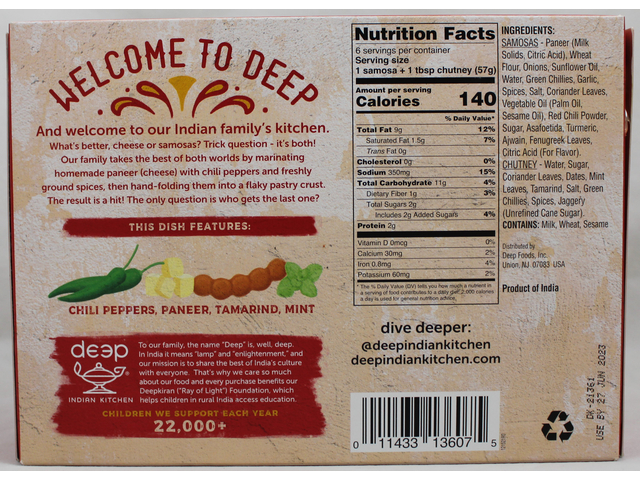 Chili Paneer Samosas (6 pieces) (12oz)