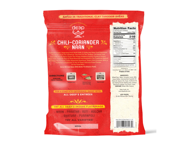 Chili-Coriander Naan (4 pieces) (11.1oz)