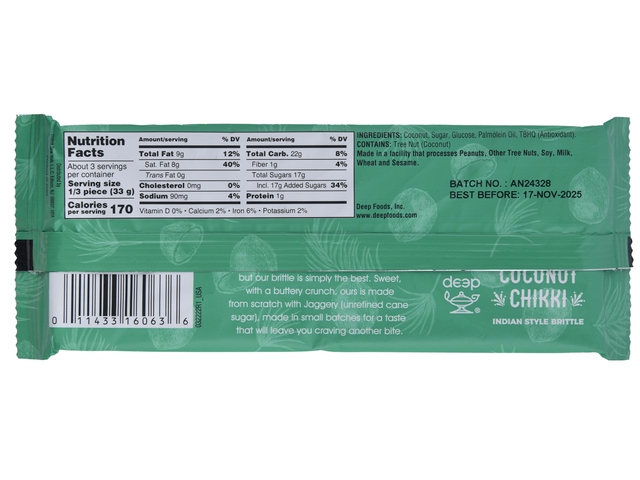 Coconut Chikki Bar (3.5oz)