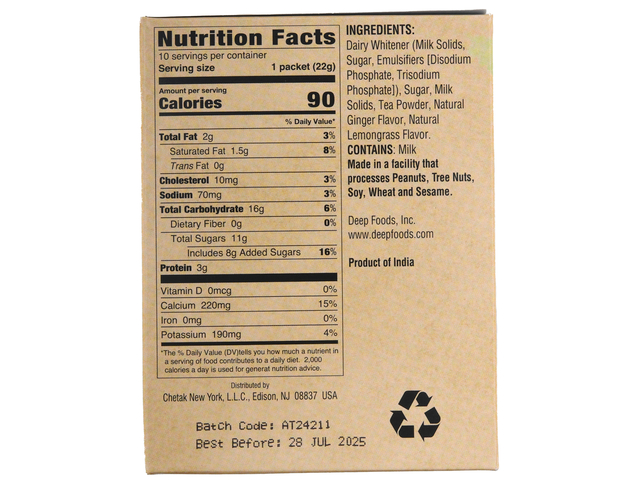 Chai Latte Mix - Ginger Lemongrass (10 packets) (7.8oz)